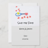 Tennis bruiloft met racket en harten kaart (Voorkant)