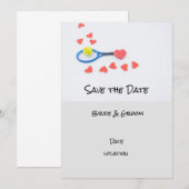 Tennis bruiloft met racket en harten kaart (Voorkant / Achterkant)