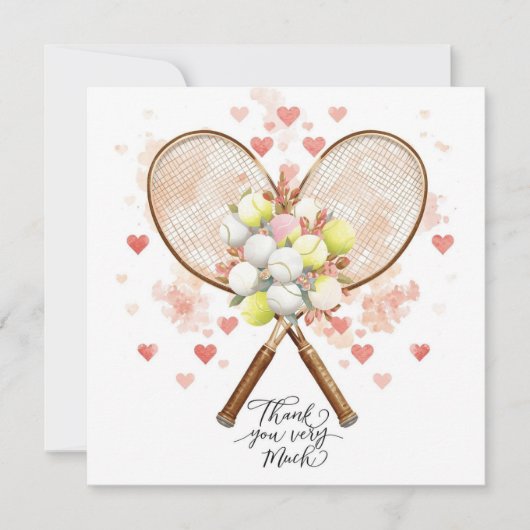 Tennis bruiloft met racket en liefdesharten (Voorkant)