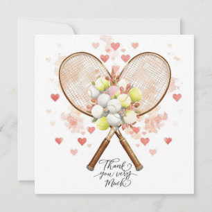 Tennis bruiloft met racket en liefdesharten