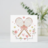 Tennis bruiloft met racket en liefdesharten (Staand voorkant)