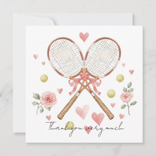 Tennis bruiloft met racket en liefdesharten (Voorkant)