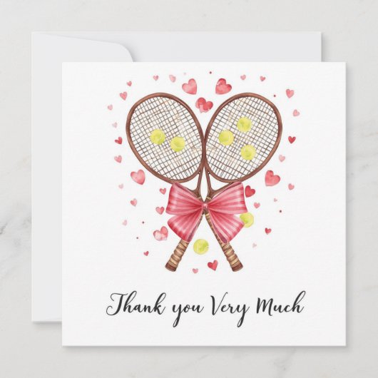 Tennis bruiloft met racket en liefdesharten (Voorkant)