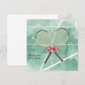 Tennis bruiloft met racket en liefdesharten (Voorkant / Achterkant)