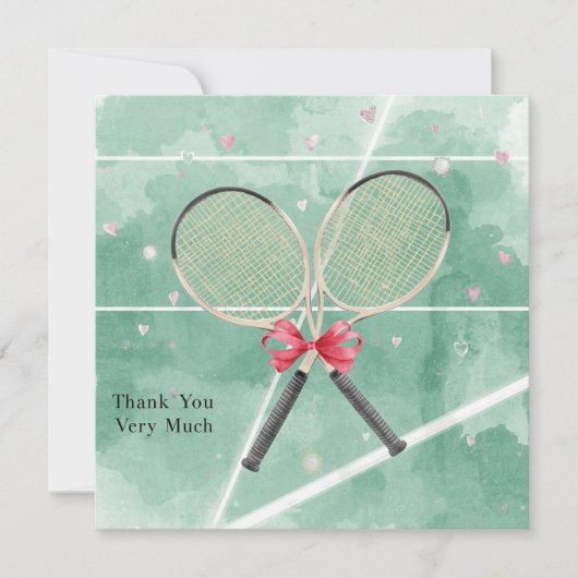 Tennis bruiloft met racket en liefdesharten (Voorkant)