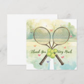 Tennis bruiloft met racket en liefdesharten (Voorkant / Achterkant)