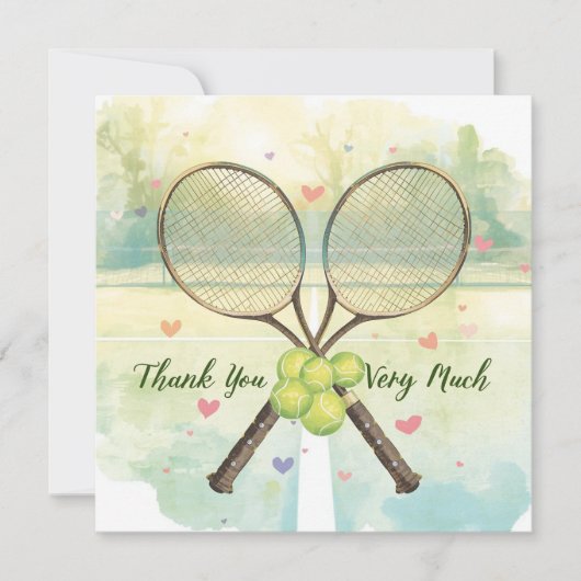 Tennis bruiloft met racket en liefdesharten (Voorkant)