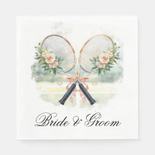 Tennis Bruiloft Racket met Bloemen Bruid & Bruideg Servet