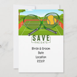 Tennis Bruiloft Save the Date met bal en racket Kaart