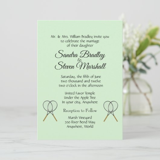 Tennis Bruiloft Thema Uitnodigingen (Staand voorkant)