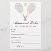 Tennis Bruiloftsfeest Advies en Wensen Briefpapier (Voorkant)