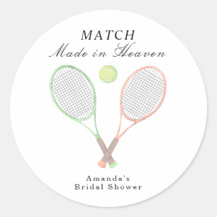 Tennis Bruiloftsfeest: Een Hemels Huwelijk Ronde Sticker