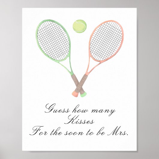 Tennis bruiloftsfeest - Hoeveel kussen spel Poster (Voorkant)