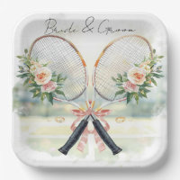 Tennis Bruiloftsracket met Bloem Bruid & Bruidegom