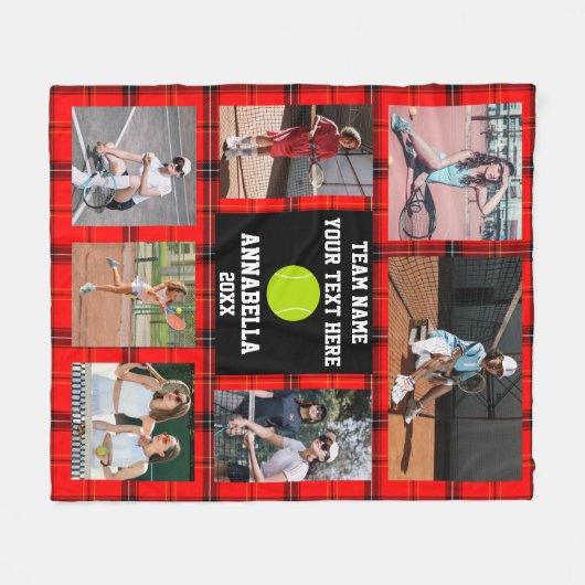 Tennis Buffel Fotocollage Fleece Deken (Voorkant (Horizontaal))
