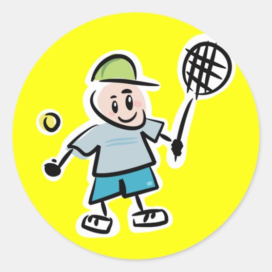 Tennis Cartoon Sticker (Voorkant)