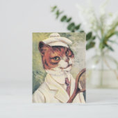 Tennis cat briefkaart (Staand voorkant)