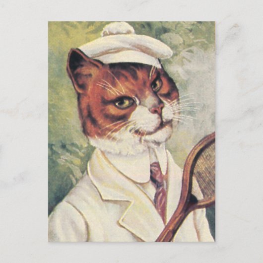 Tennis cat briefkaart (Voorkant)