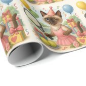 Tennis Cat Paw-some verjaardagsfeestje Cadeaupapier (Rol Hoek)