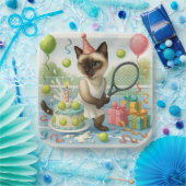 Tennis Cat Paw-some verjaardagsfeestje Papieren Bordje (Feest)