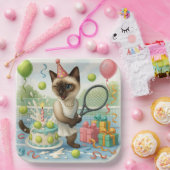 Tennis Cat Paw-some verjaardagsfeestje Papieren Bordje (Feest)