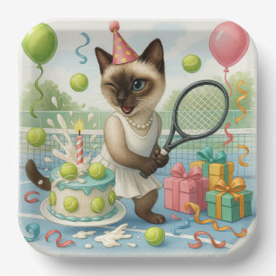 Tennis Cat Paw-some verjaardagsfeestje Papieren Bordje