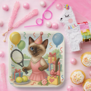 Tennis Cat Paw-some verjaardagsfeestje Papieren Bordje