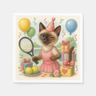 Tennis Cat Paw-some verjaardagsfeestje Servet