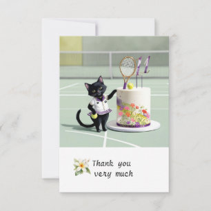 Tennis Cat Player bij de waterverf Bedankkaart