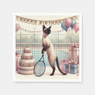 Tennis Cat Verjaardag thema servetten Schattigee k