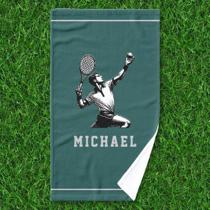 Tennis Champ dient voor titel aangepaste naam Handdoek