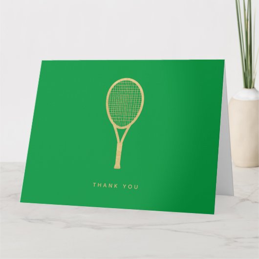Tennis Chic Groen Goud Custom Gevouwen Dank u Bedankkaart (Voorkant)
