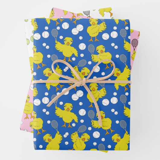 Tennis Chick Pattern Wrapping Paper (In situ)
