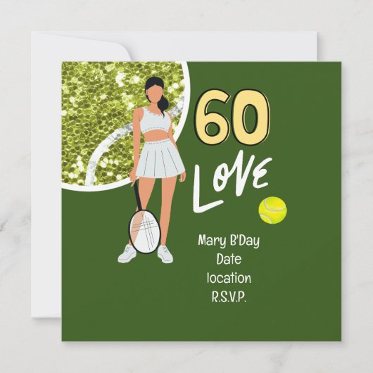 Tennis "Chique 60ste verjaardag Party uitnodiging (Voorkant)