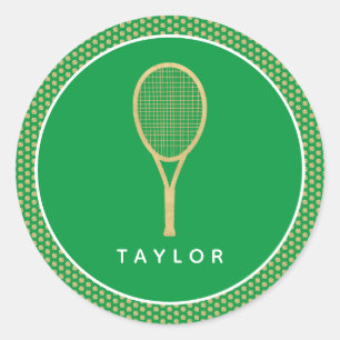Tennis Chique Groen Goud Aangepaste Naam Ronde Sticker