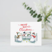 Tennis Christmas  Festive Snowman  Feestdagenkaart (Staand voorkant)