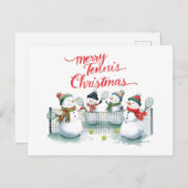 Tennis Christmas  Festive Snowman  Feestdagenkaart (Voorkant / Achterkant)