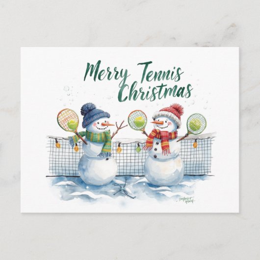 Tennis Christmas  Festive Snowman  Feestdagenkaart (Voorkant)
