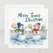 Tennis Christmas  Festive Snowman  Feestdagenkaart (Voorkant / Achterkant)