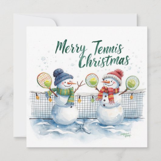Tennis Christmas  Festive Snowman  Feestdagenkaart (Voorkant)