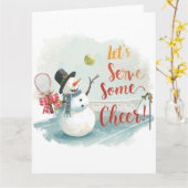 Tennis Christmas  Festive Snowman  Kaart (Gele Bloem)