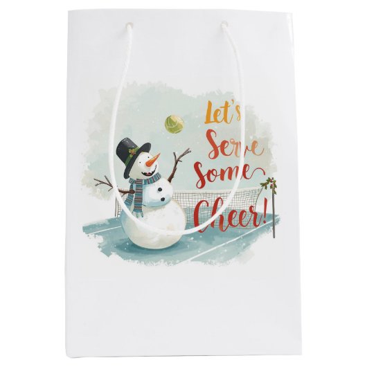 Tennis Christmas  Festive Snowman  Medium Cadeauzakje (Voorkant)