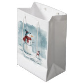 Tennis Christmas  Festive Snowman  Medium Cadeauzakje (Voorkant Gekanteld)