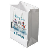 Tennis Christmas  Festive Snowman  Medium Cadeauzakje (Voorkant Gekanteld)