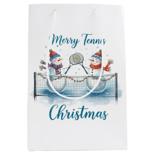 Tennis Christmas  Festive Snowman  Medium Cadeauzakje (Voorkant)
