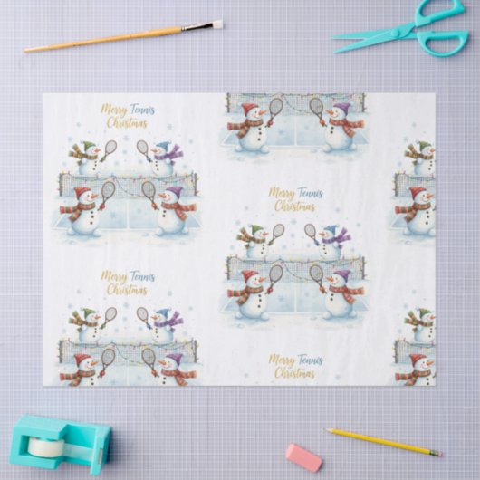 Tennis Christmas Festive Snowman Tissuepapier (Craft)