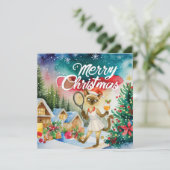 Tennis Christmas greeting for cat lovers Feestdagenkaart (Staand voorkant)