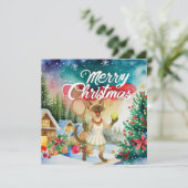 Tennis Christmas greeting for cat lovers Feestdagenkaart (Staand voorkant)