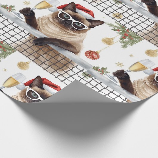 Tennis Christmas Party Themed for Cat Lovers Cadeaupapier (Hoek)