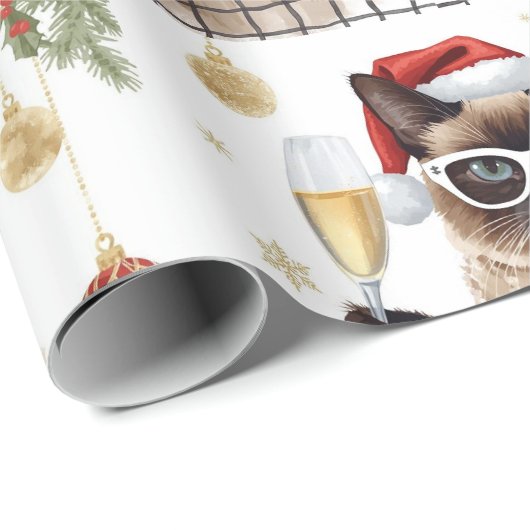 Tennis Christmas Party Themed for Cat Lovers Cadeaupapier (Rol Hoek)